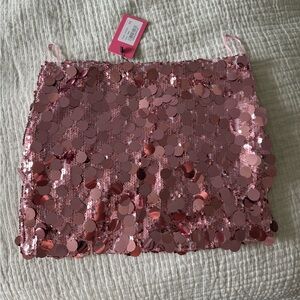 Pink Sequin Mini Skirt